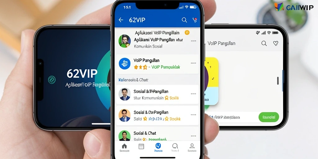 Screenshot antarmuka pengguna 62VIP untuk panggilan VoIP.