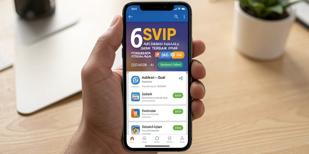 Tampilan utama aplikasi 6SVIP dengan berbagai soal ujian.