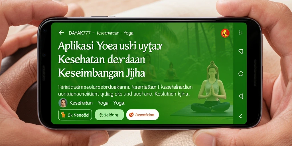 Tampilan antarmuka aplikasi DAYAK777 saat latihan yoga.