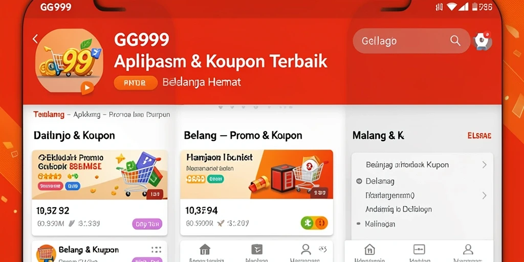 Antarmuka GG999 menampilkan berbagai promo dan kupon menarik.
