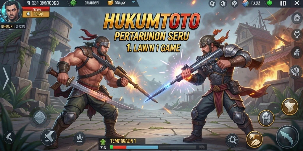 Tampilan antarmuka HUKUMTOTO saat pertarungan 1 lawan 1.