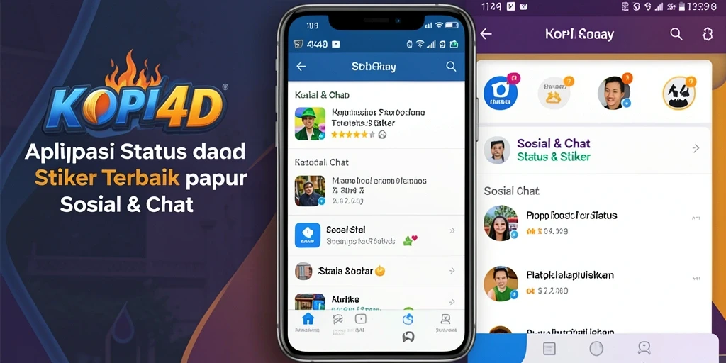 Antarmuka KOPI4D dengan stiker menarik untuk chatting.
