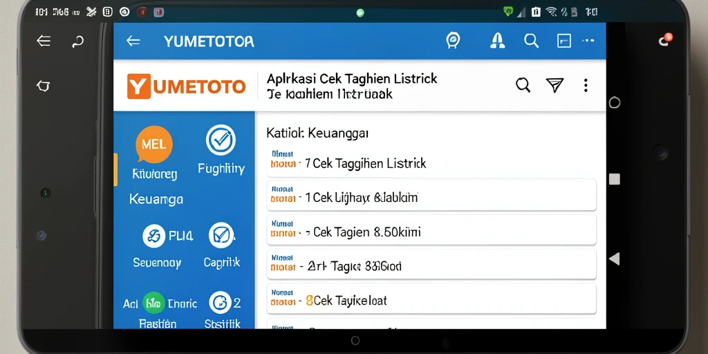 Tampilan antarmuka YUMETOTO yang menampilkan riwayat tagihan listrik.